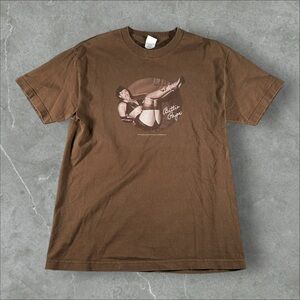 Vintage Bettie Page Shirt Men Large Brown Mode Pin Up Sexy Girl Actress 90s Rare